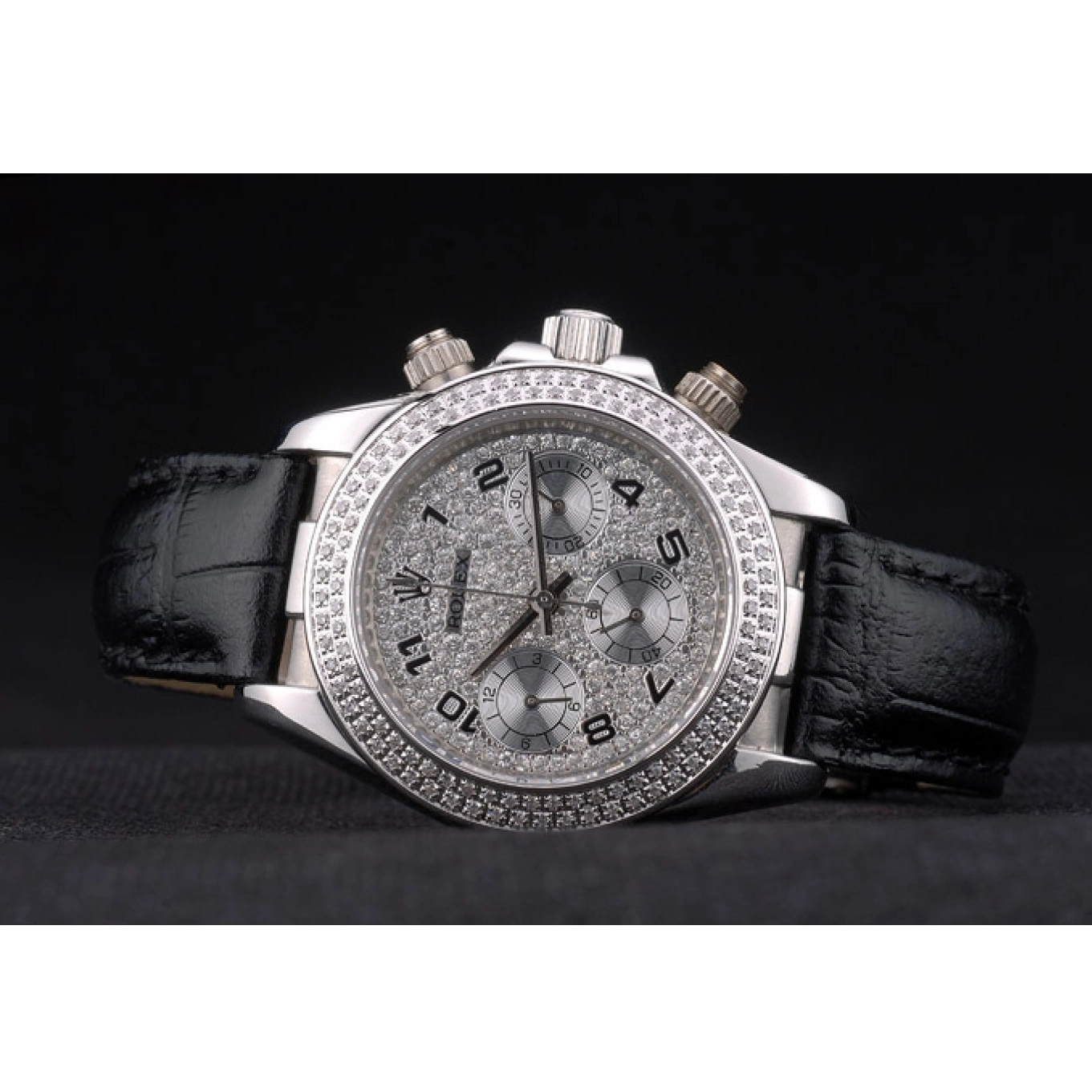 Aaa fake watches Case Lady Rolex Crystal Bezel Studded Dial Daytona Steel Crystal Studded Stainless 0703